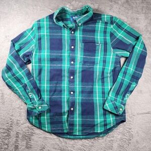 Chubbies Shirt Mens XL Blue Green Plaid Flannel Long Sleeve Button Down Stretch